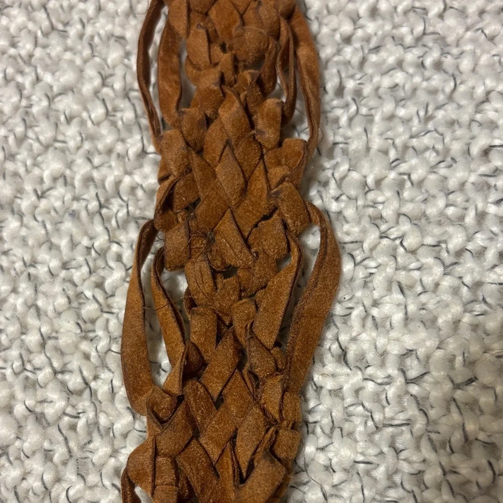 Boho Braided Fringe Belt in Brown